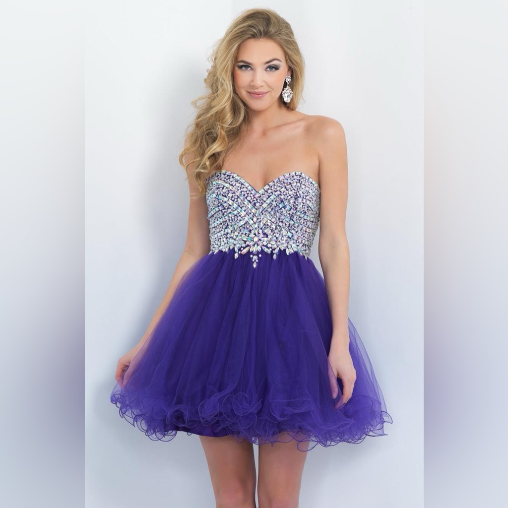 Blush By Alexia Strapless Purple Tulle Dress With Embellished Bodice Prom 6